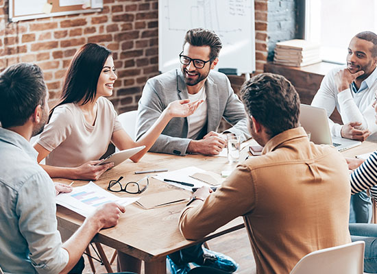 Group of experts in meeting