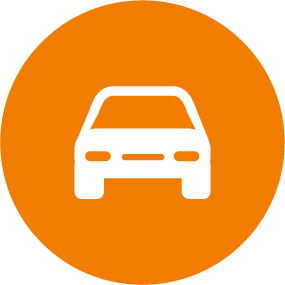 White car outline on an orange background