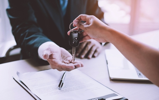 Handing over a car key